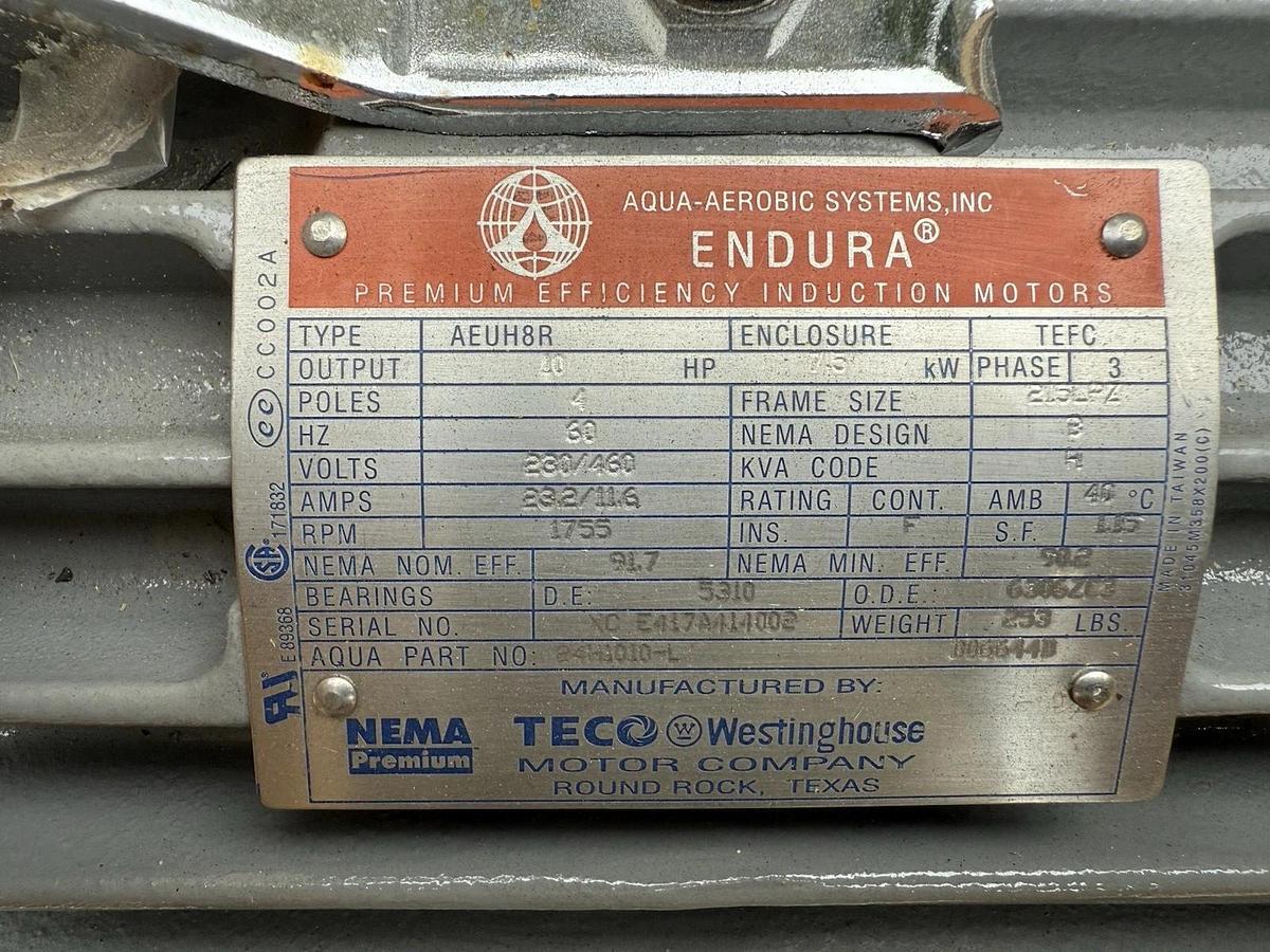 Aqua-Aerobic ENDURA TECO Motor AEUH8R 40hp 7.5kW 3ph 4p 230/460v TEFC (NEW)
