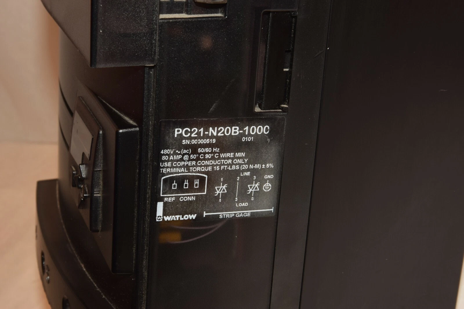 Used Watlow PC21-N20B-1000 Solid State Power Control 480V 80 Amp PC21 N20B 1000