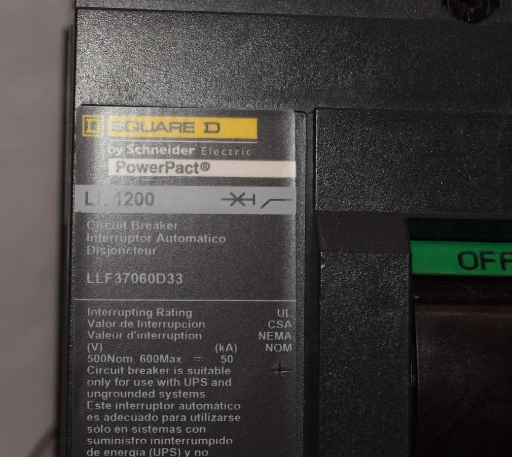 Square D PowerPact LL1200 Breaker LLF37060D33 600A 600 Amp 3p (New, take out)