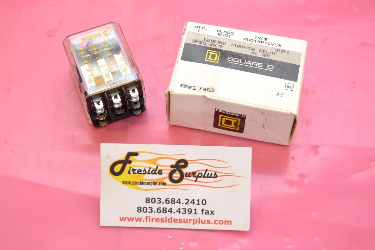 SQUARE D RELAY 8501 KUD13P14V53 8501-KUD13P14V53 SER. C 24V 3 PDT 10A NEW