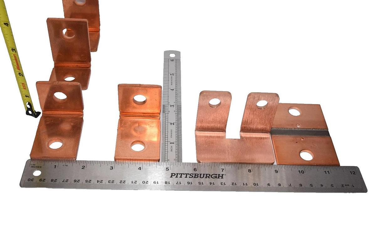 Used Buss Bar 1-5/8" x 1-7/16" x 3/16" 90° Degree L-Shaped Copper (Lot of 6)