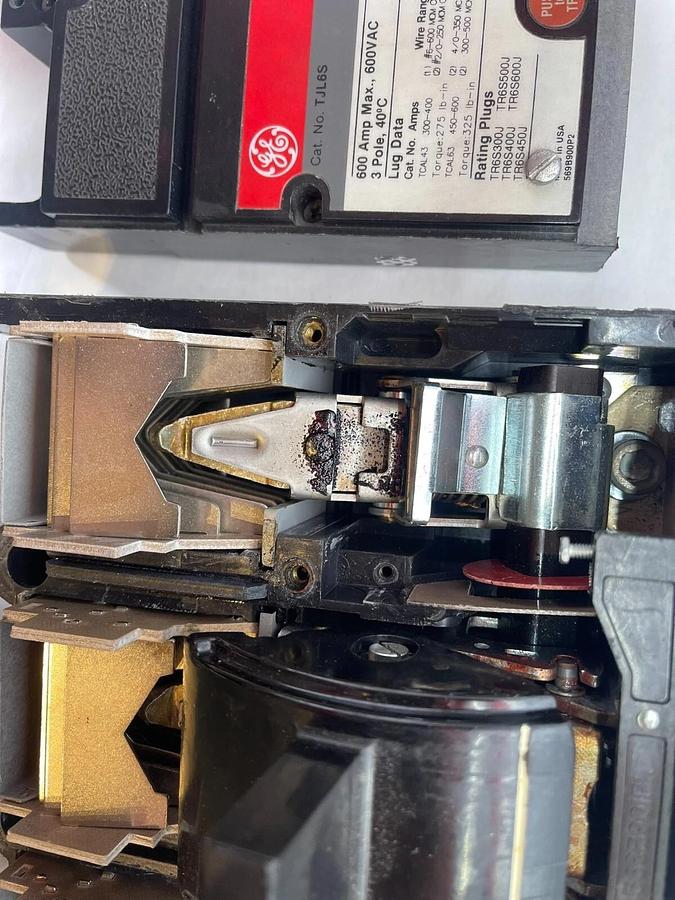 Used General Electric GE TJL6S 600A 600 Amp Hight IC Breaker 3p  NO RMS9 Progr, AS-IS