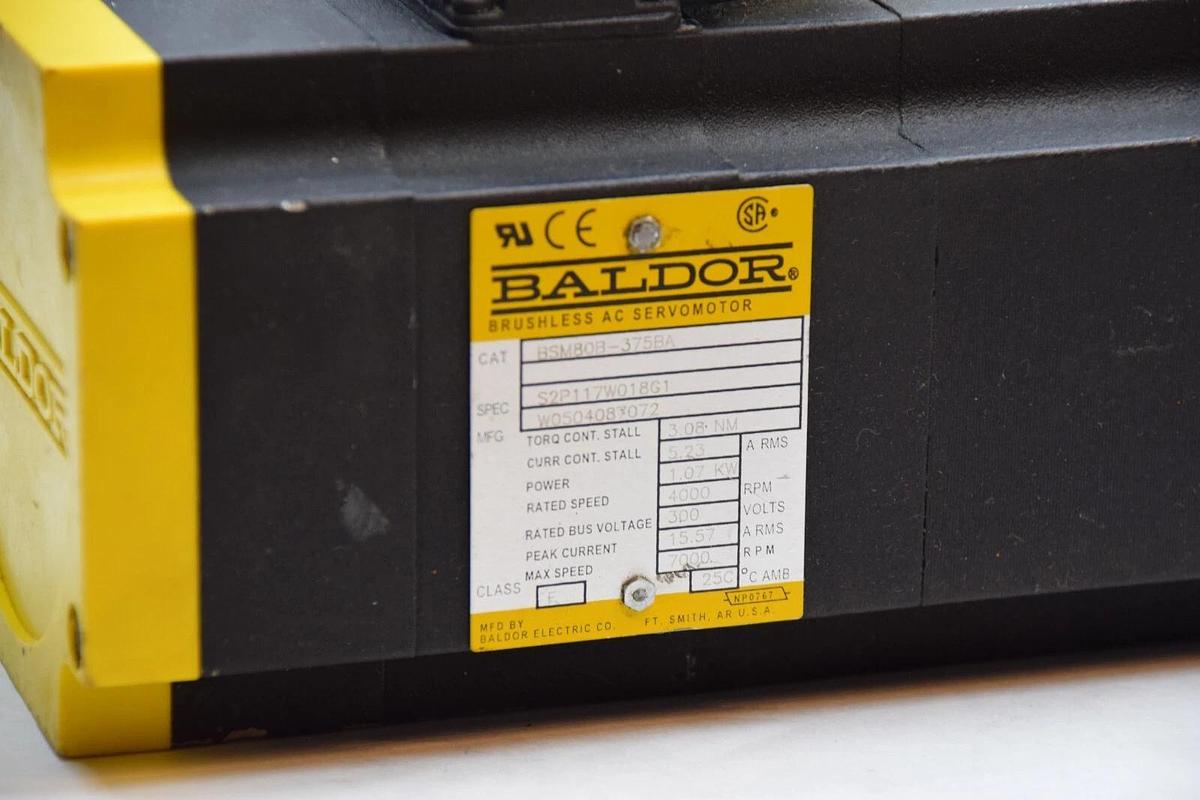 Used BALDOR BSM80B-375BA 4000rpm 300V Class F AC Servo Motor