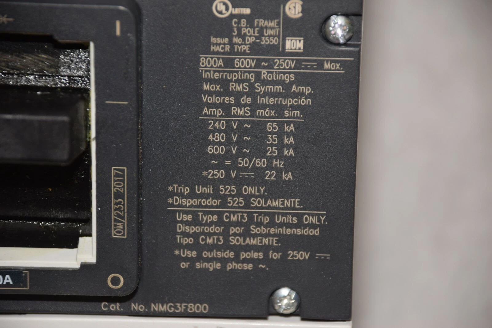 Siemens NMG VL Breaker NMG3B800L 800a 800 amp 3p NEW