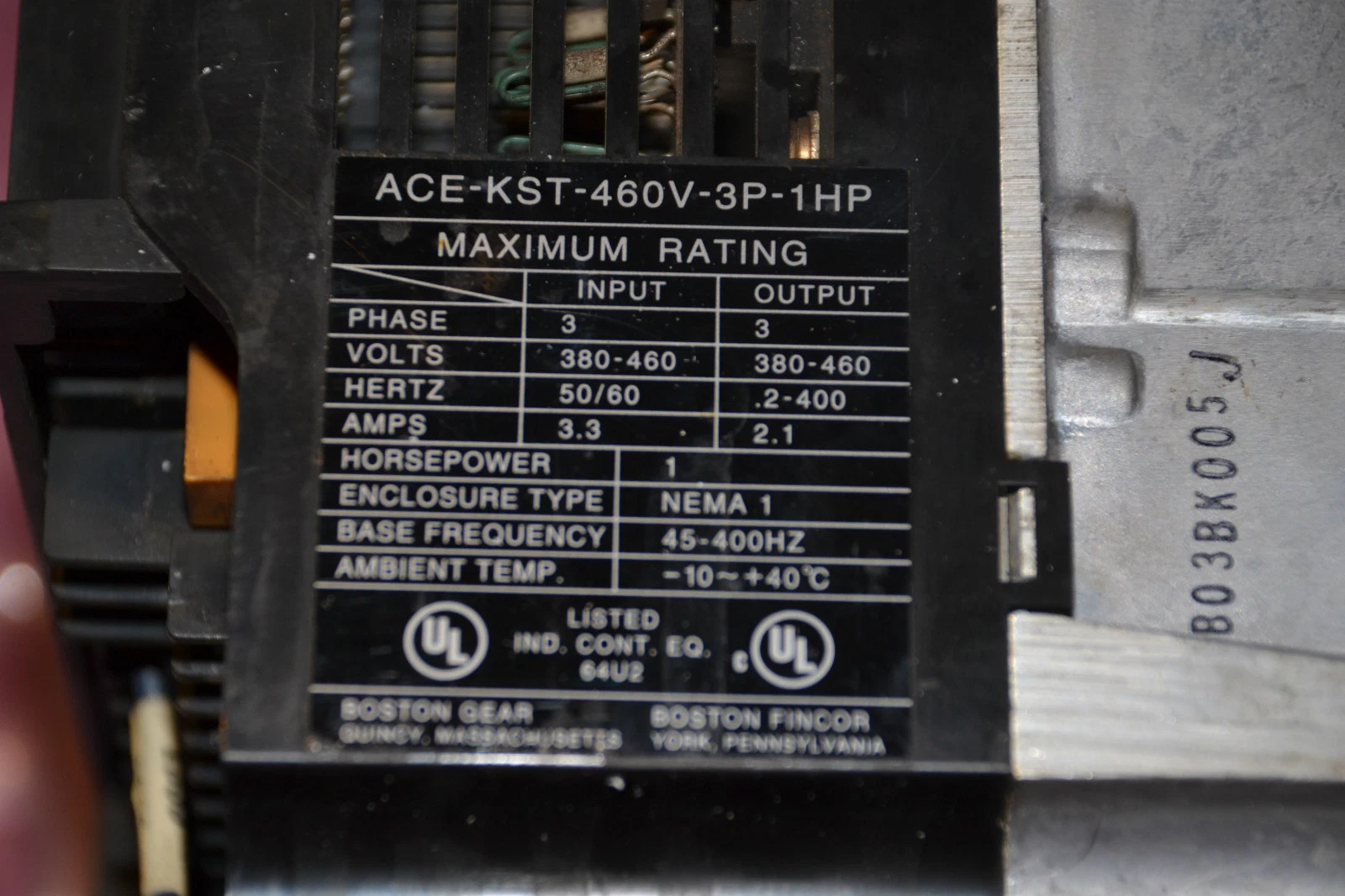Used ACE INVERTER KST SERIES ACE-KST-460V-3P-1HP ACEKST460V3P1HP ACE KST 460V 3P 1HP