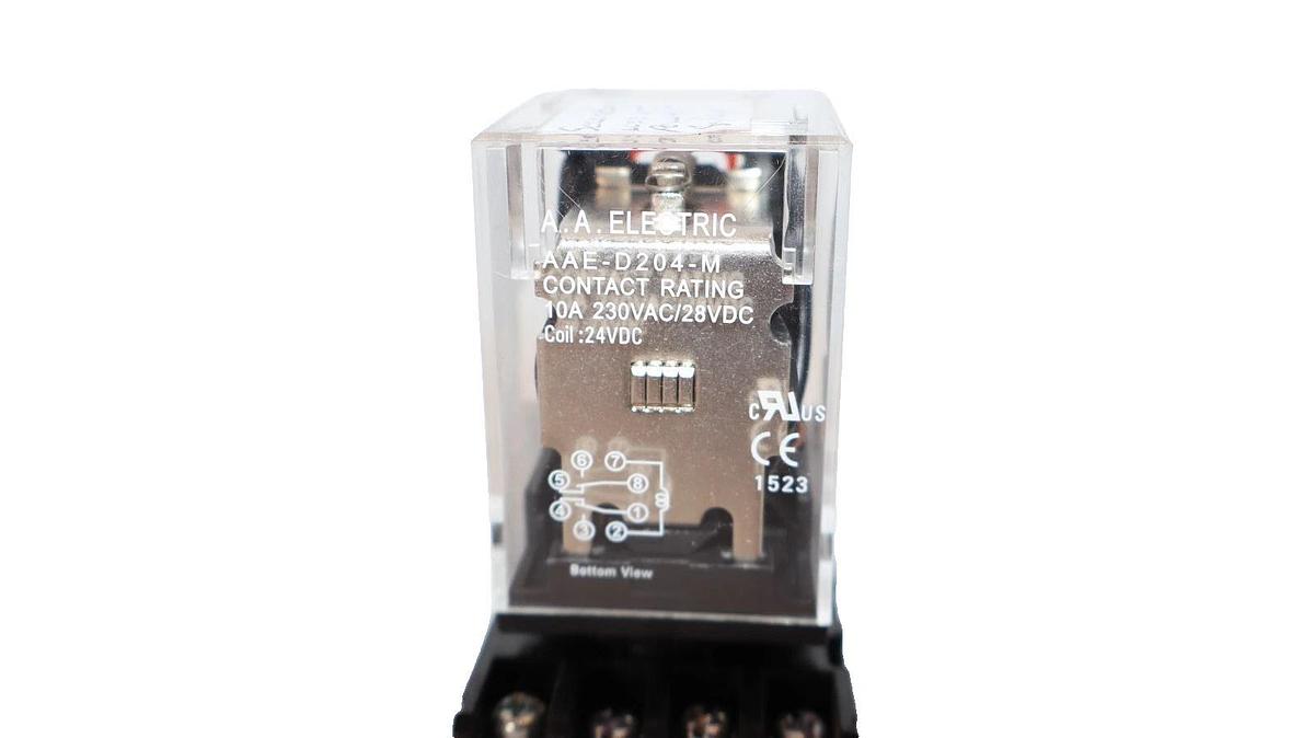 Used (Lot of 2) A.A. ELECTRIC AAE-D204-M 10A 24V Coil 8-Pin Relay With Base