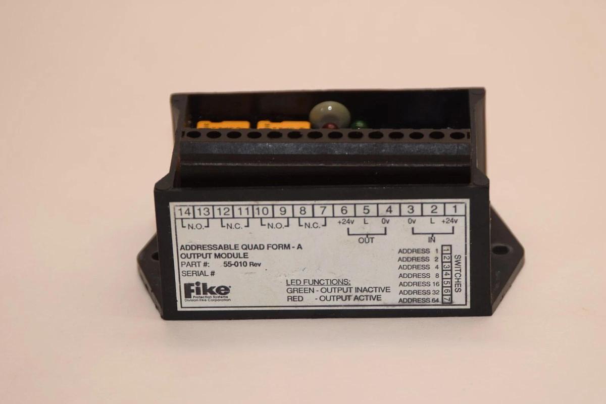 Used FIKE 55-010 55010 Addressable 24V Quad Form-A Output Module