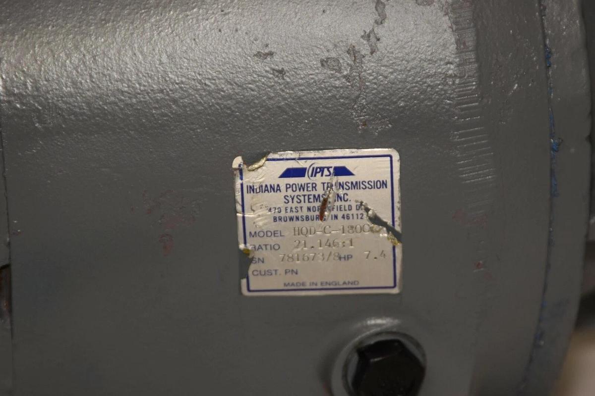 Refurbished IPTS HQD-C-180C 21.146:1 7.4Hp 1-5/8" Shaft Gear Box / Speed Reducer