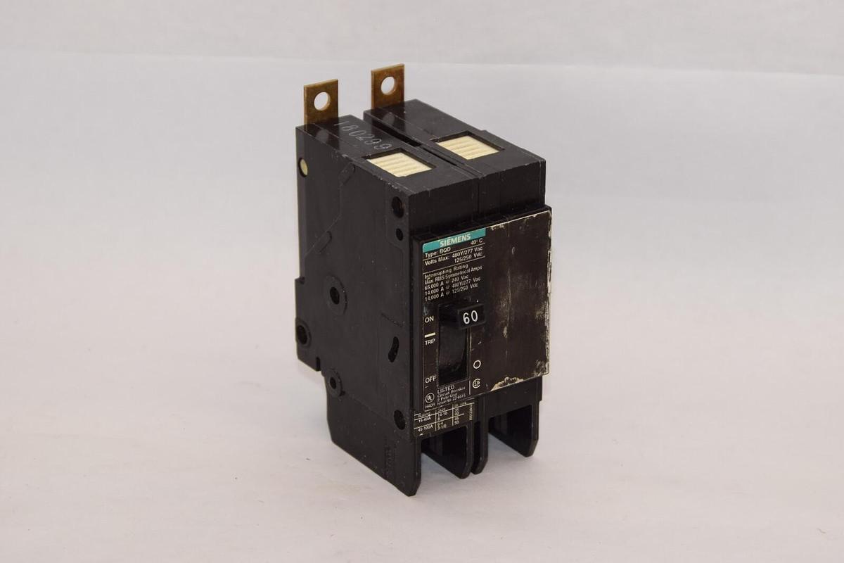Used SIEMENS BQD 60A 60 Amp 2Pole Bolt-On Circuit Breaker