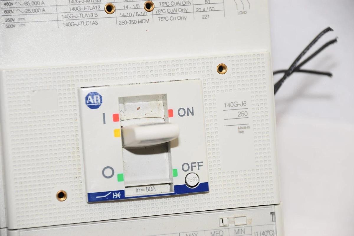 Used ALLEN BRADLEY Circuit Breaker 80A 140G-J6X3 140GJ6X3 Type HACR 3 Pole 80 Amp