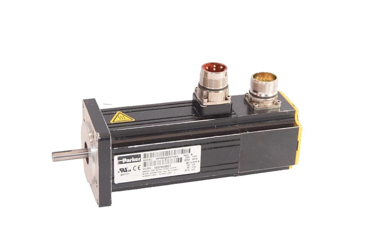 Used PARKER MPM664BSG7G5N Rev A 230Vac 6000rpm 2.2A .48Hp .35kw Servo Motor