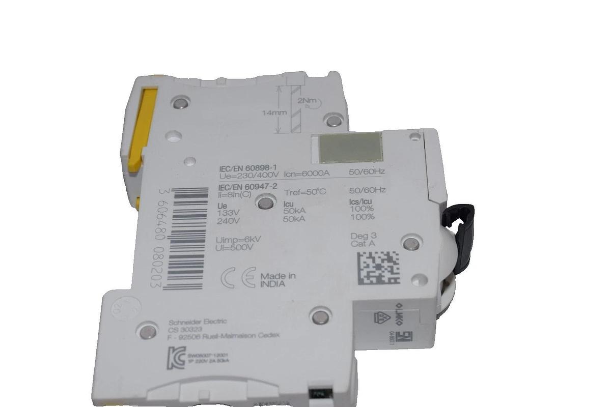 Used SCHNEIDER ELECTIRC iC60N C 2A , CNS14816-2 1P 230/400V Miniature Circuit Breaker