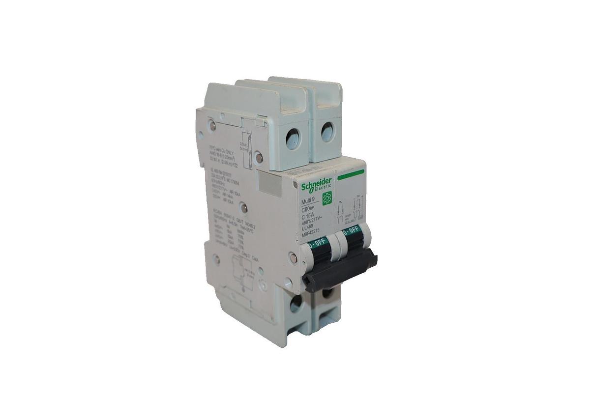 Used Schneider Electric M9F42215 15A Amp 2P Multi 9 Circuit Breaker