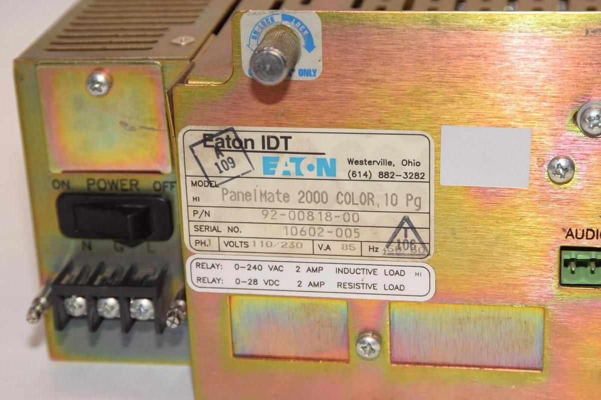 Used Eaton PanelMate Operator Interface 2000 Color 92-00818-00 920081800 110/230v 1ph