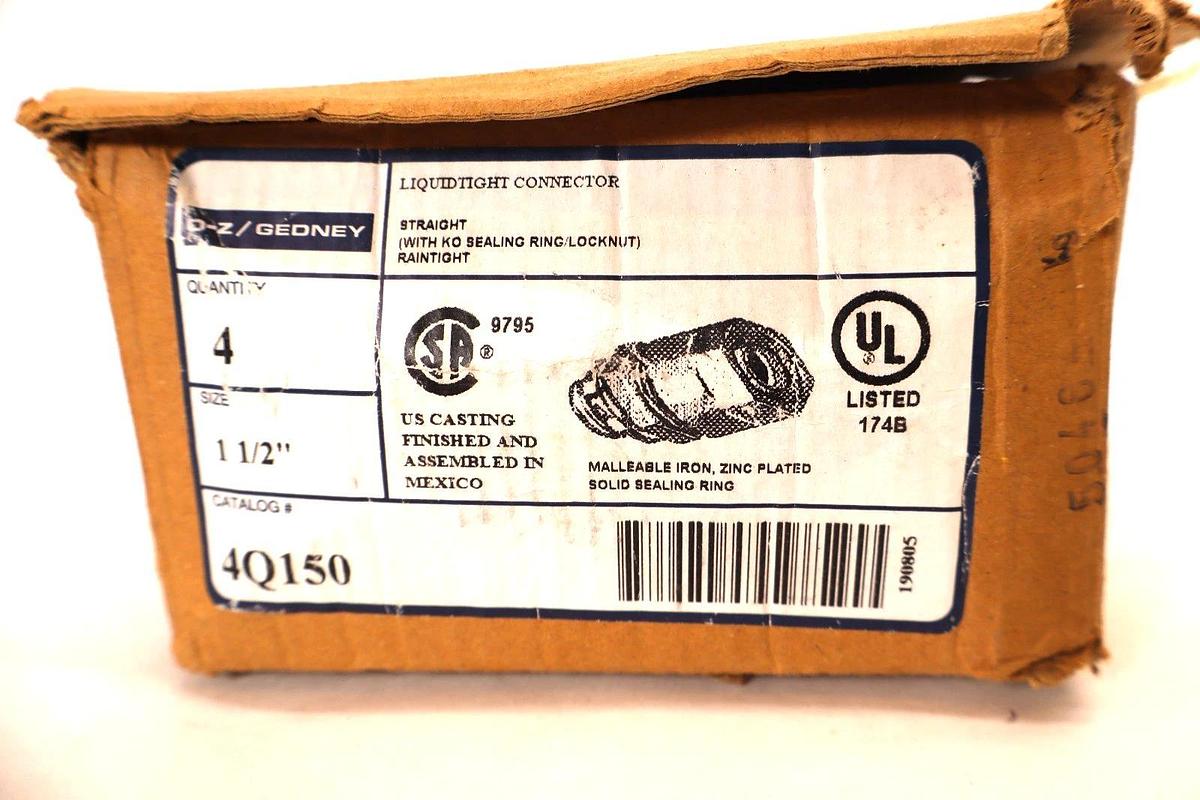 O-Z Gedney 4Q150 4Q-150 1-1/2" Liquidtight Connector (New - Box of 4)