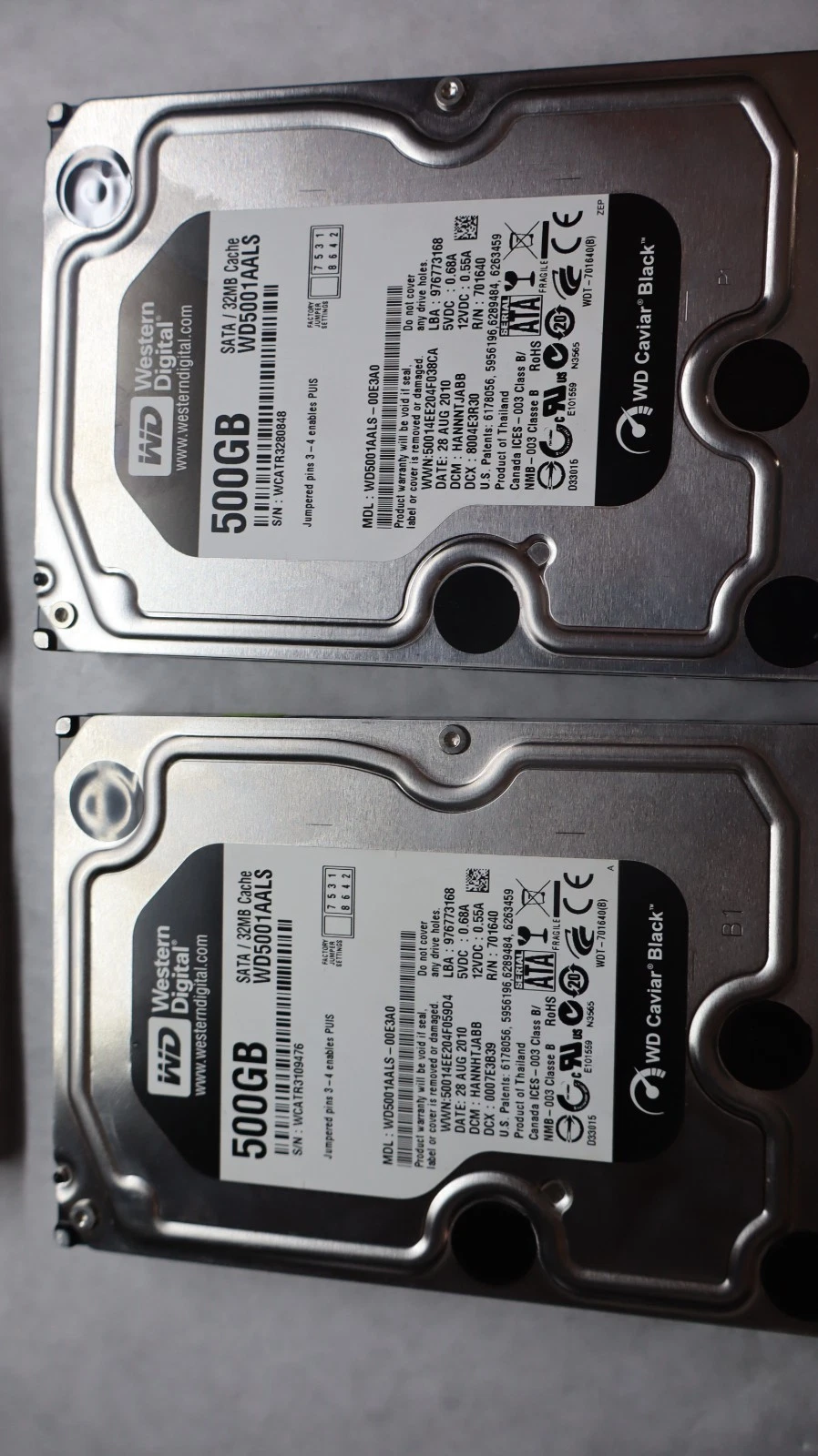 Used (Lot of 10) HDD Hard Drive Big Large Lot - 8 SATA and 2 MOLEX 500gb 160gb 80gb