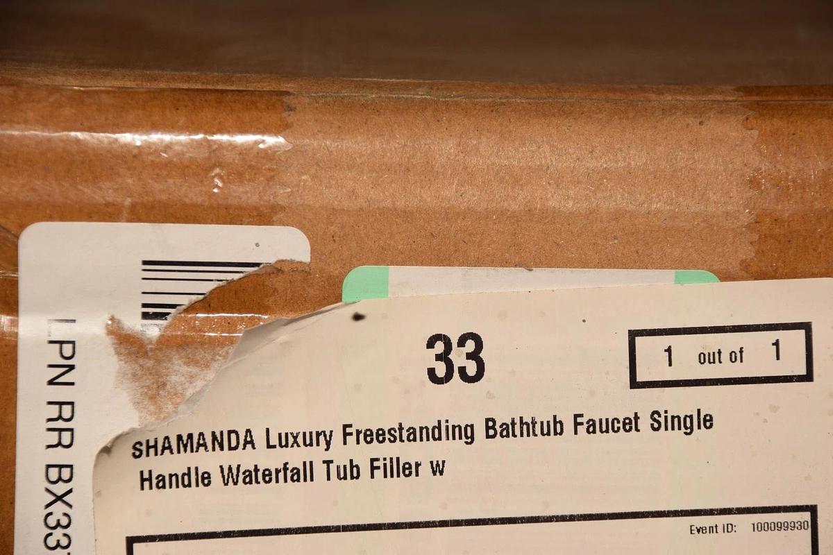 (NEW) SHAMANDA Luxury Freestanding Gold, Bathtub Faucet Single Handle Waterfall