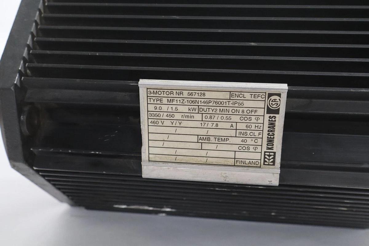 Refurbished KoneCranes 3-Motor Hoist Motor NR 567128 MF11Z-106N146P76001T-IP55 460v REFURB
