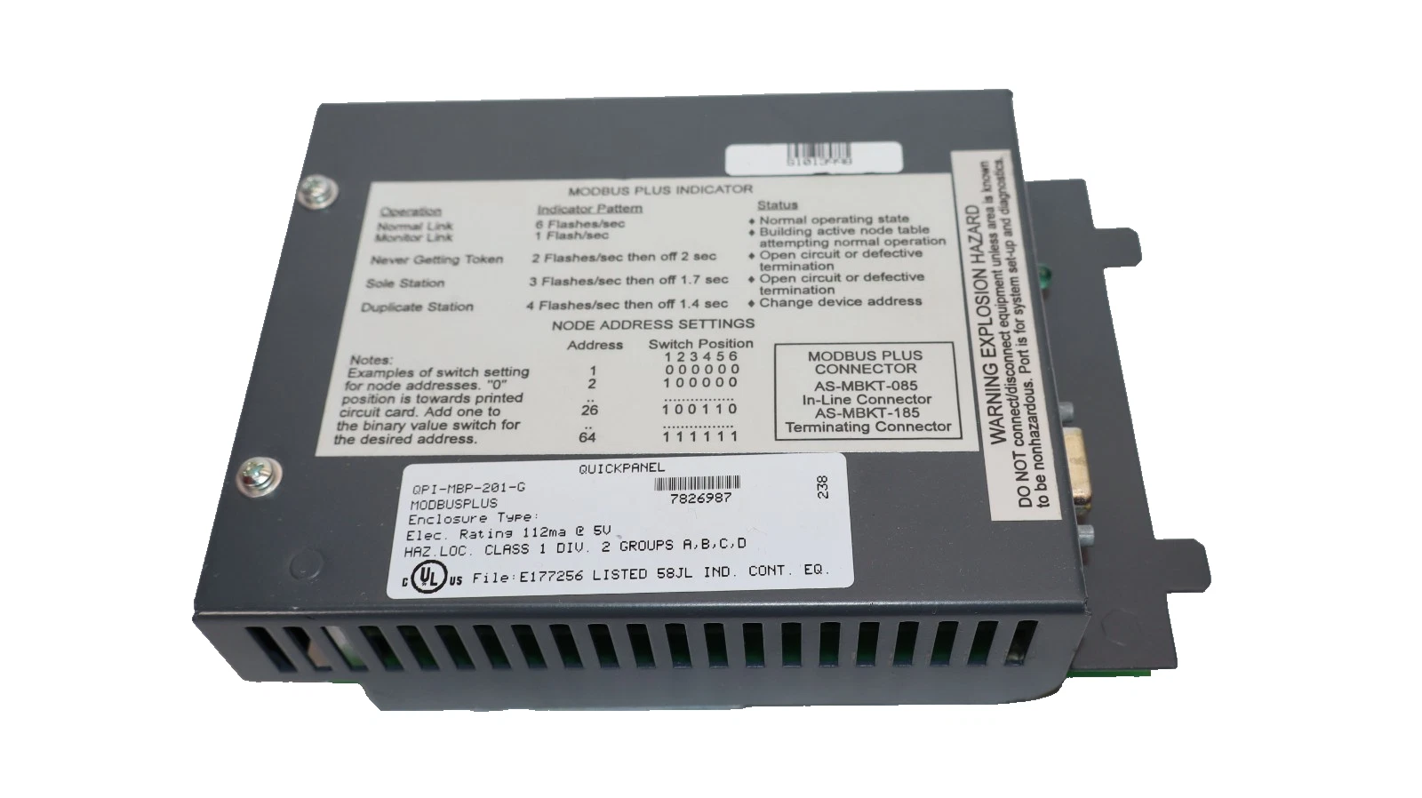 Total Control QPI-MBP-201-G Modbusplus Quickpanel Module (New)