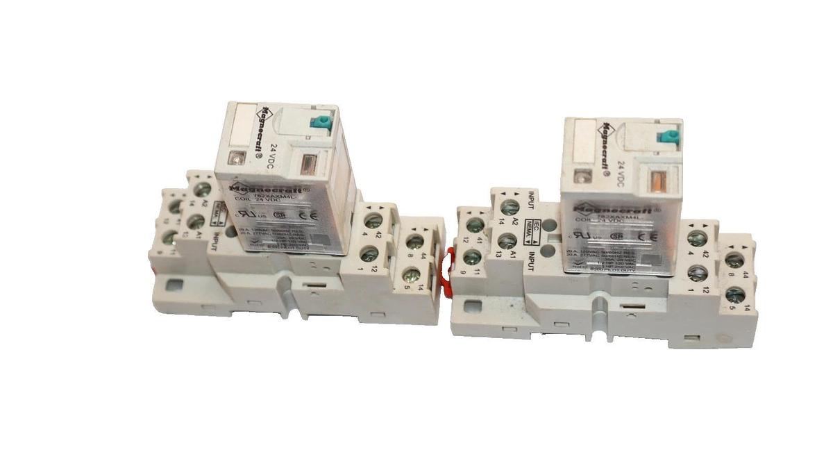 Used Magnecraft 782XAXM4L 24V Coil Relay With Base 70-782D8-1 (Lot of 2)
