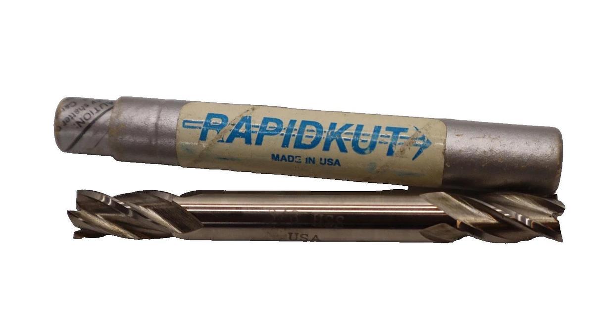 (NEW) RAPIDKUT CR45 B8U , B-8U 1/4" x 3/8" HS 4FL BE EM-USA Double End Mill