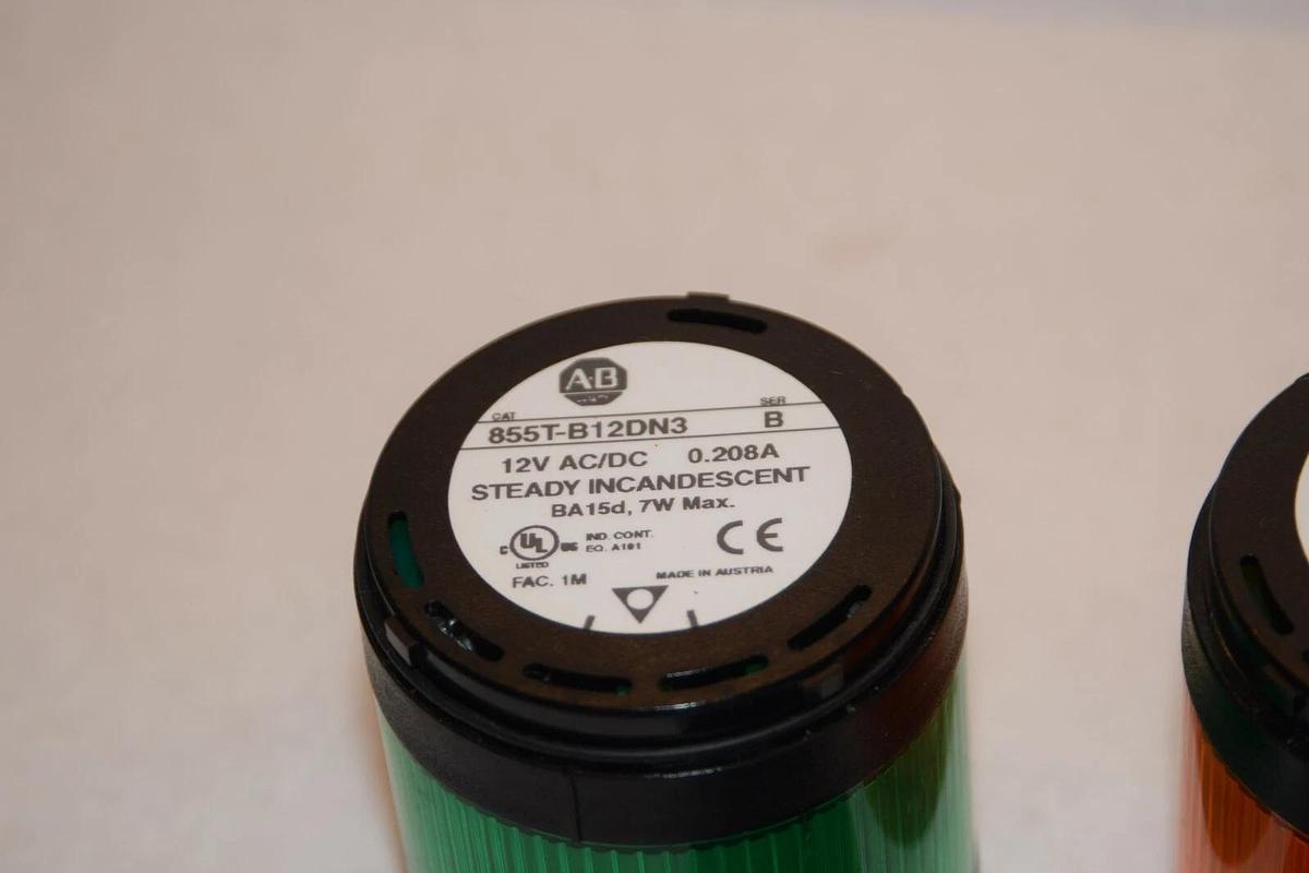 Used ALLEN BRADLEY Amber 855T-B12DN5 / Green 855T-B12DN3 Series B Stack Light