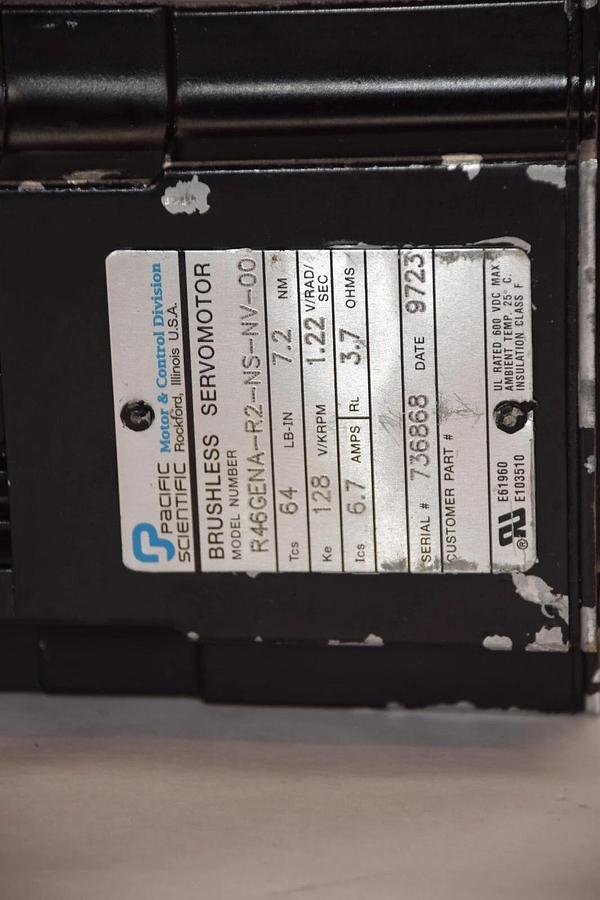 Used PACIFIC SCIENTIFIC R46GENA-R2-NS-NV-00 6.7A 3.7ohms Brushless Servo Motor