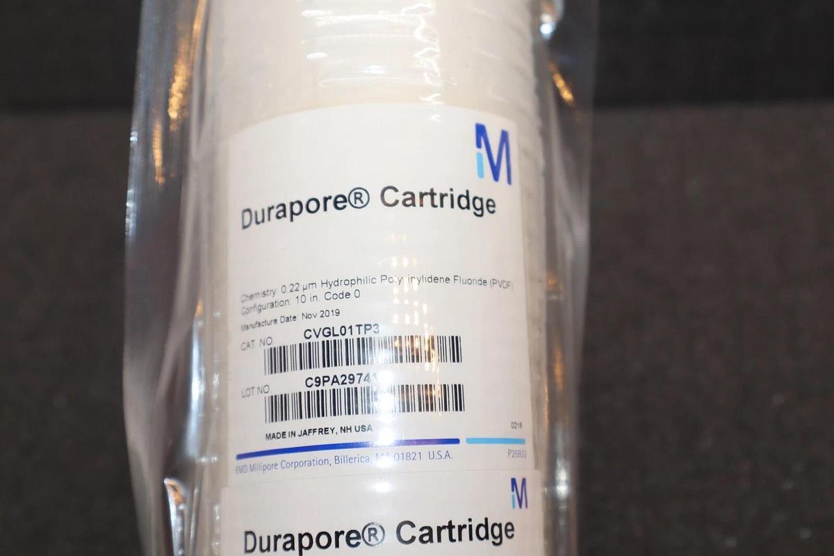 (NEW) DURAPORE CVGL01TP3 0.22um Hydrophilic Polyvinylidene Fluoride Cartridge