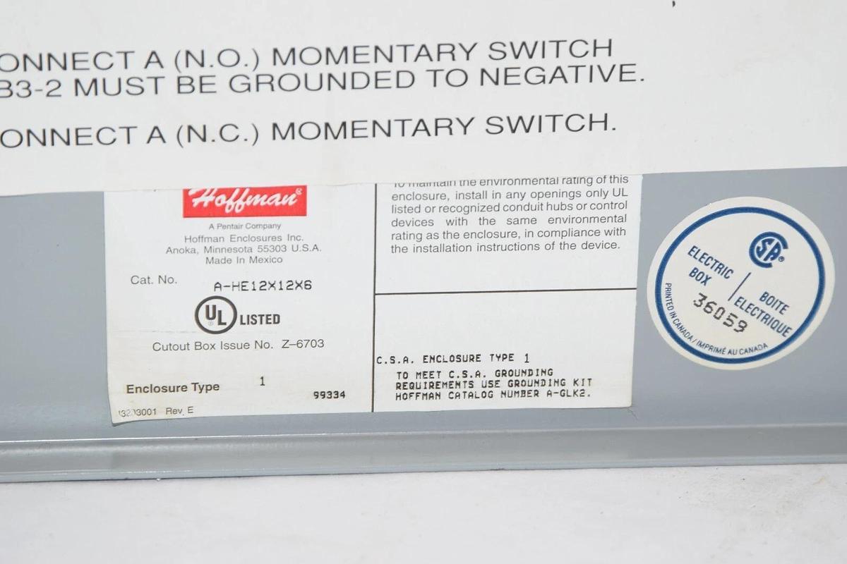 HOFFMANN A-HE12X12X6 Enclosure SARGENT 3530 Series Power Supply Timer Board NEW