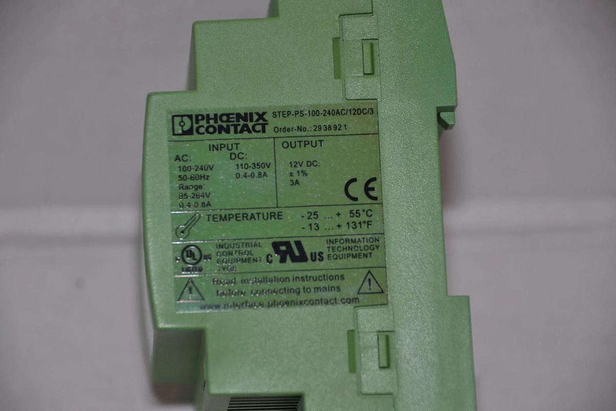 Used Phoenix Contact Step Power Overload Protector STEP-PS-100-240AC/12DC/3 12vdc