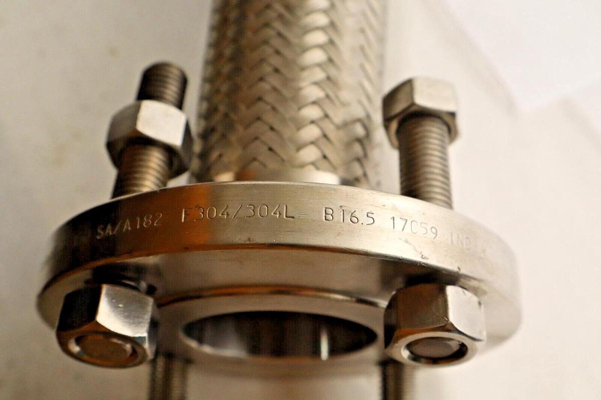 Used 2" x 36" SS Stainless Flexible Braided Hose Flange 150 SA/A182 F304/304L B16.5