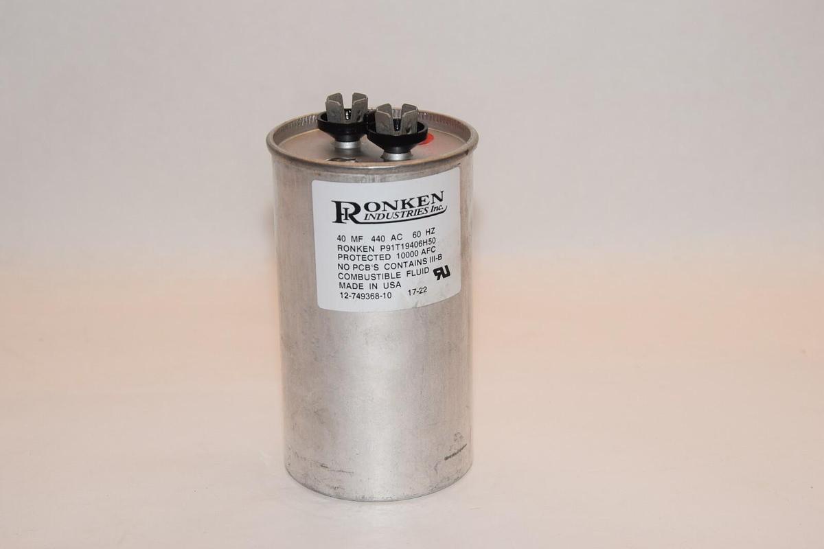 (NEW) RONKEN INDUSTRIES 12-749368-10 P91T19406H50 40mf 40Ac 60Hz Capacitor
