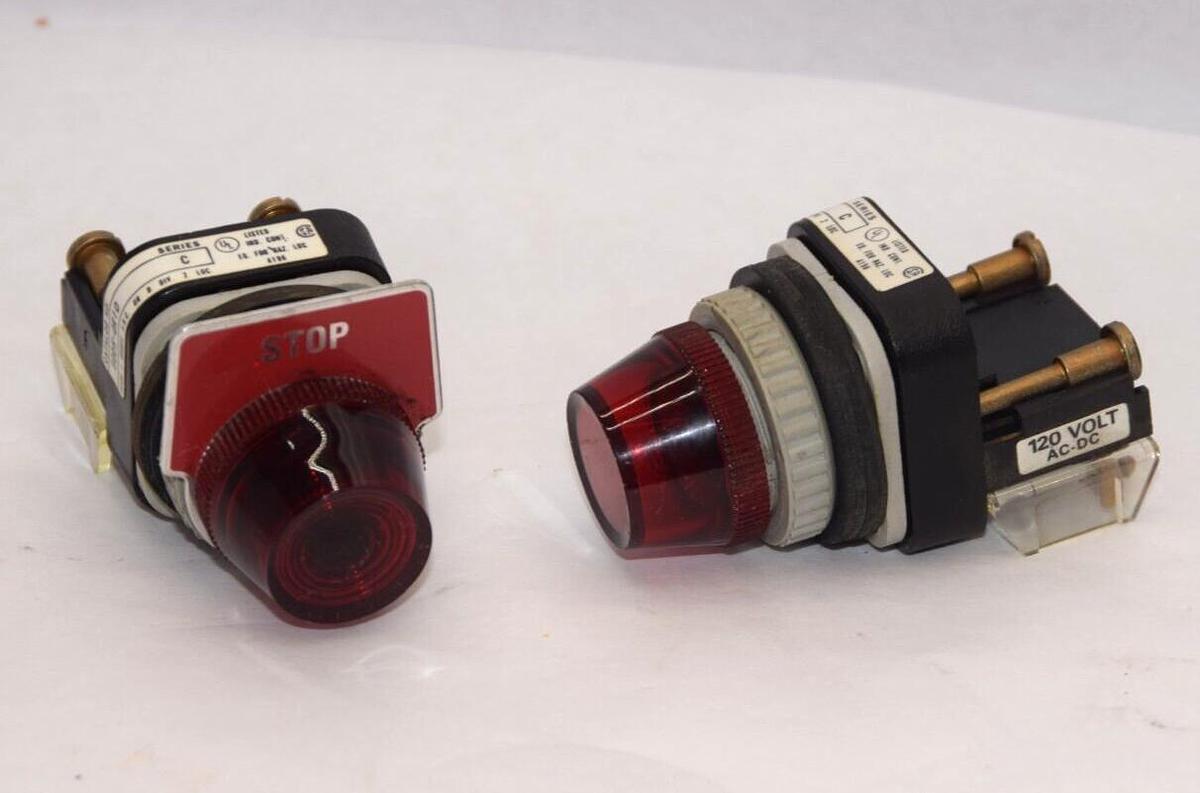 Used (Lot of 2) ALLEN BRADLEY 800H-QR10 Series C Red Indicator Light