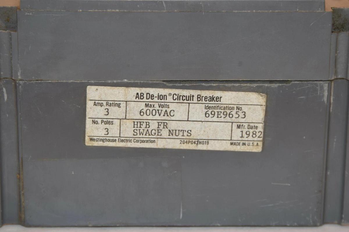 Used Westinghouse 204P042H01B 3A 3 Amp A 600VAC 69-E-9653 Circuit Breaker