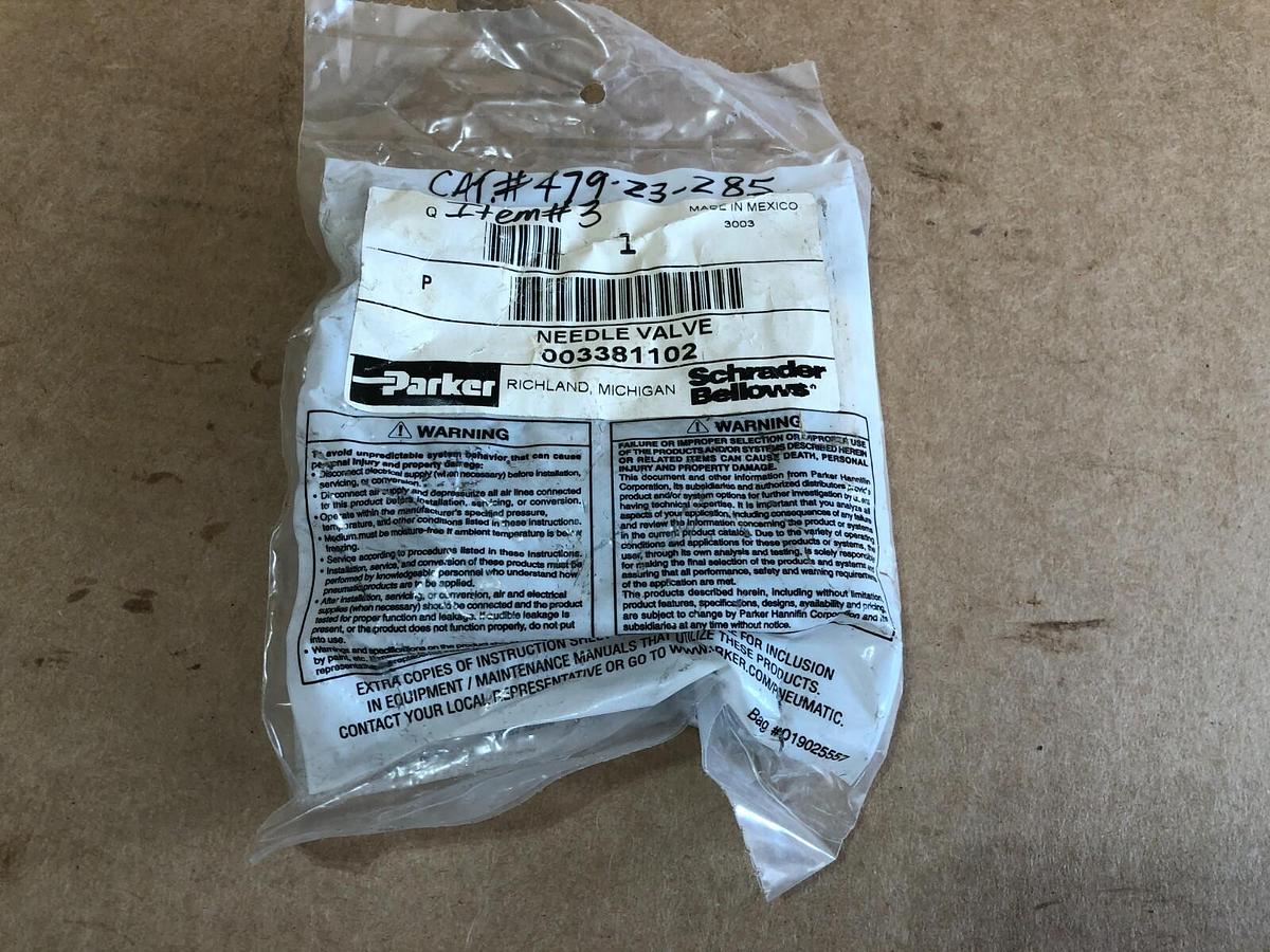 Used PARKER 003-0833-900 Vac-100-PSIG Series 3 Miniature Valve