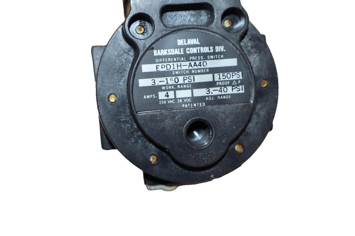 Barksdale Controls Differential Pressure Switch EPD1H-AA40 , 3-150psi, 4A (New)