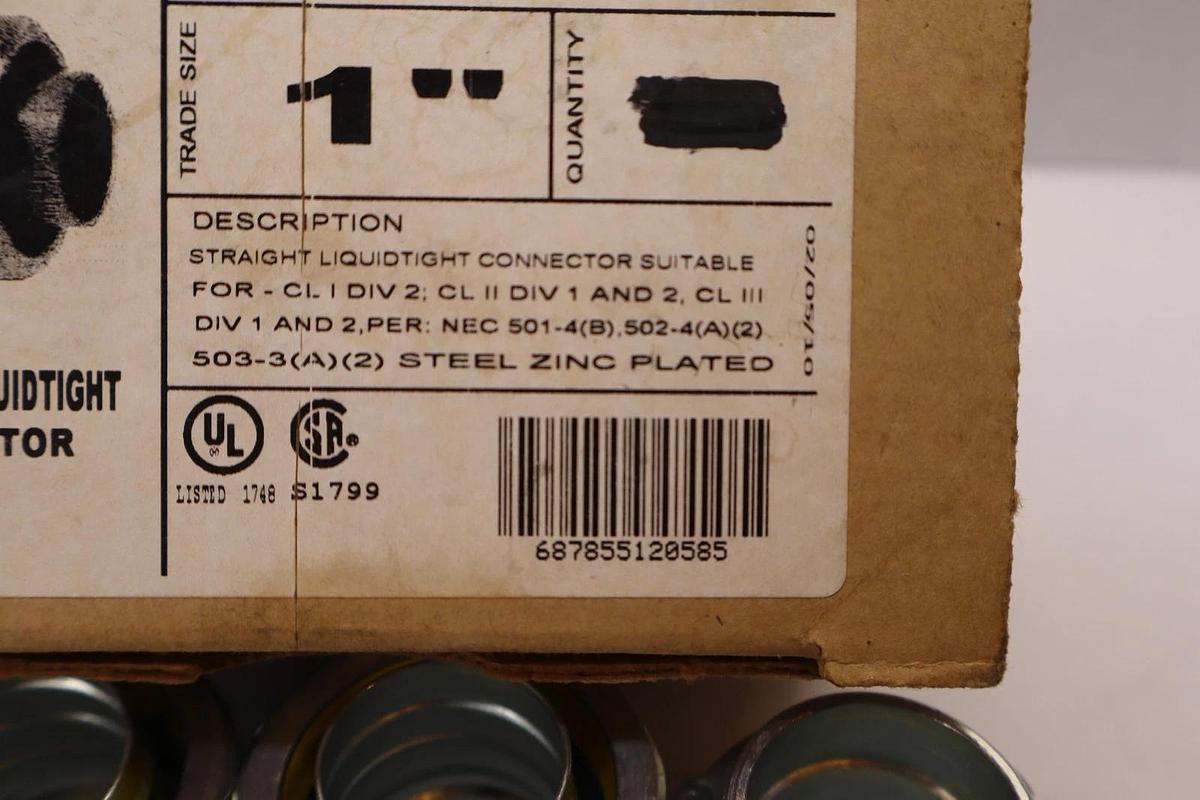 EGS Straight Liquidtight Connector 1" 4QS-100 4QS100 (New - Box of 4)
