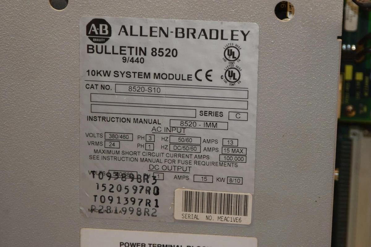 Used Allen-Bradley  8520-S10 10KW System Modules Control Drive