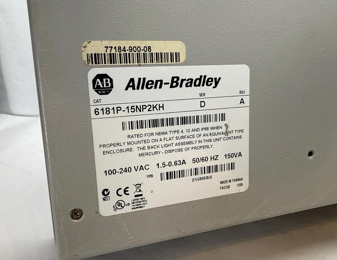Used ALLEN BRADLEY 6181P-15NP2KH VersaView 1500P Operator interface INTEGRATED SYSTEM