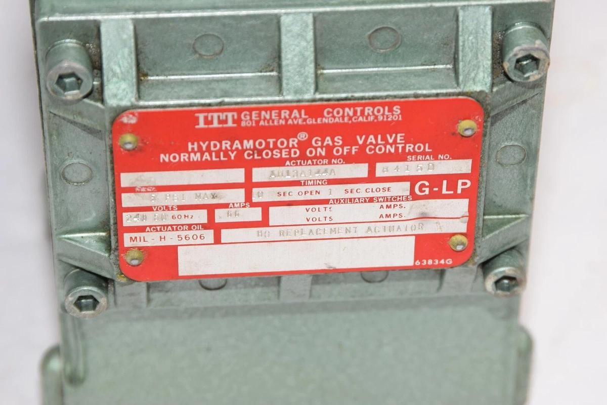 (NEW) ITT AH13A144A 66A 240V 50/60Hz 5psi Hydramotor Gas Valve