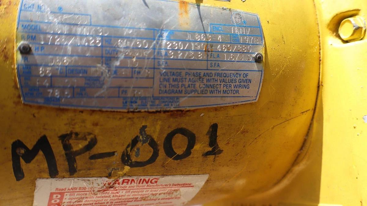 Used Yale 2 Ton Chain Hoist 4000lb 2010H083 C6T17NZ3D 460/380v 3ph 24" Chain