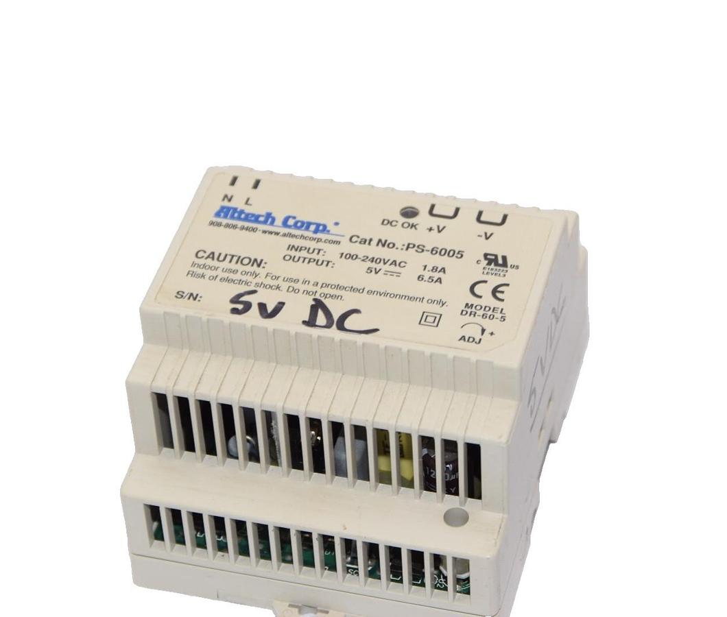 Used ALTECH CORP PS-6005 DR-60-5 Input 100-240Vac /1.8A Output 5V /6.5A Power Supply