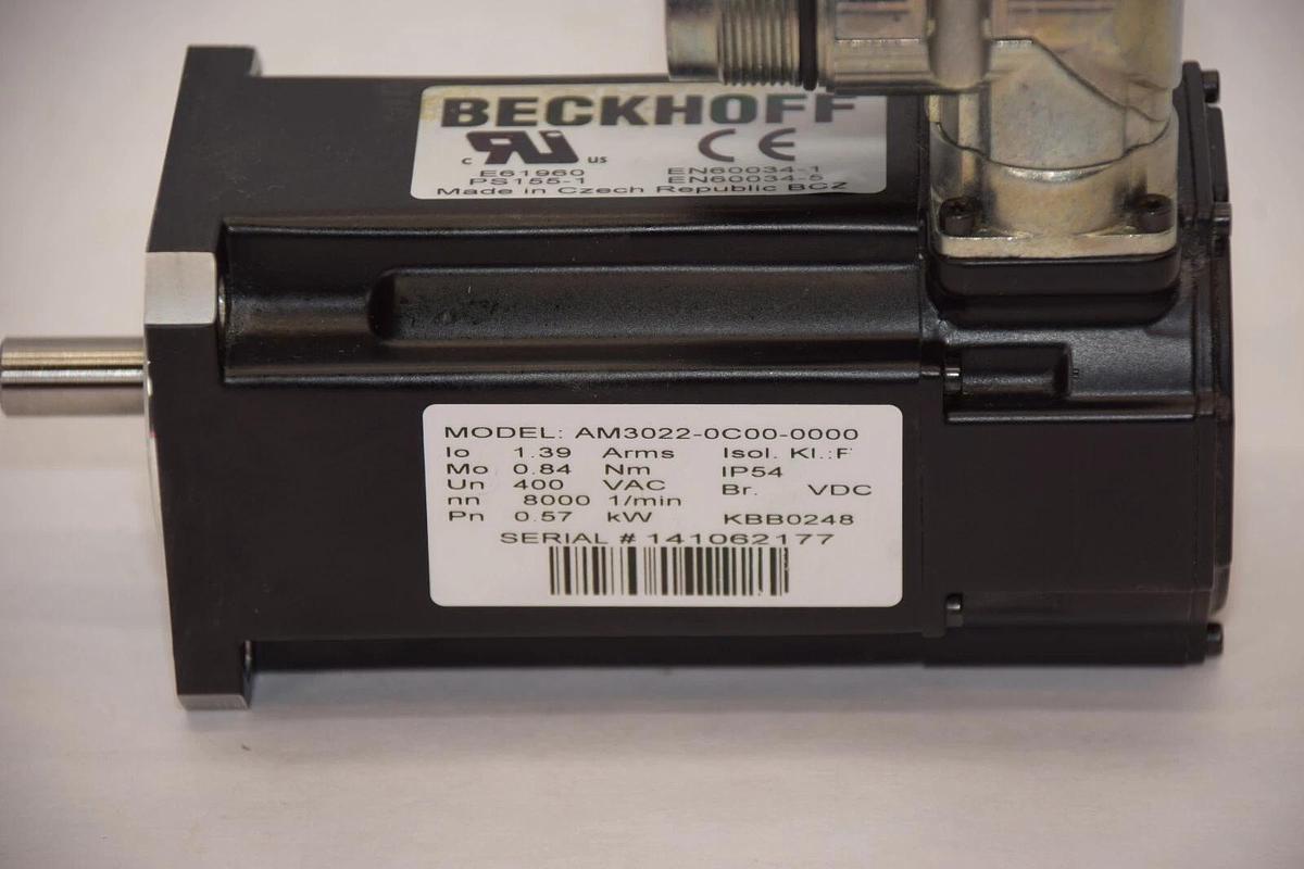 Refurbished BECKHOFF AM3022-0C00-0000 1.39A 400Vac 8000 rpm 0.57kW Servo Motor