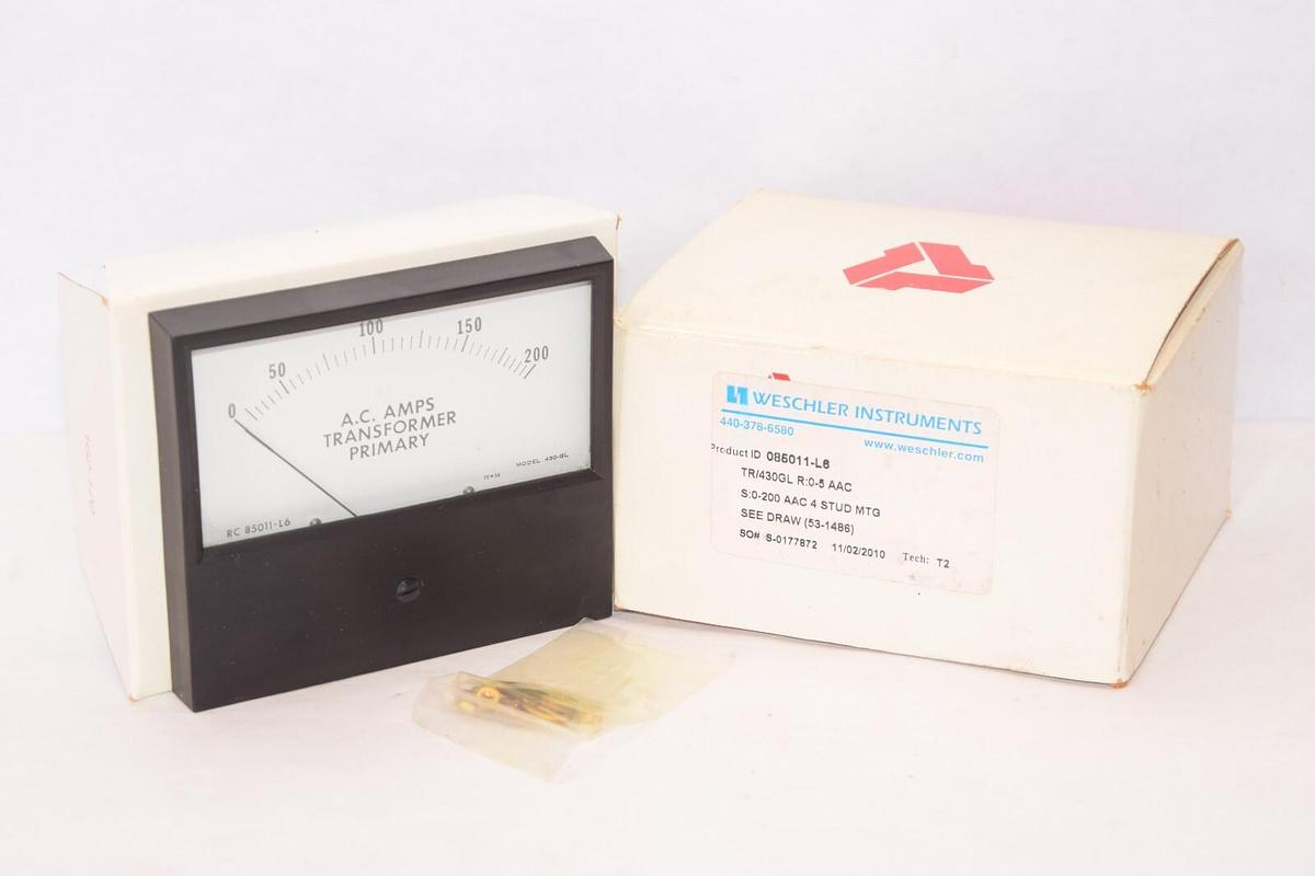 (NEW) WESCHLER INSTRUMENTS 085011-L6 0-200Amp Transformer Primary Panel Meter