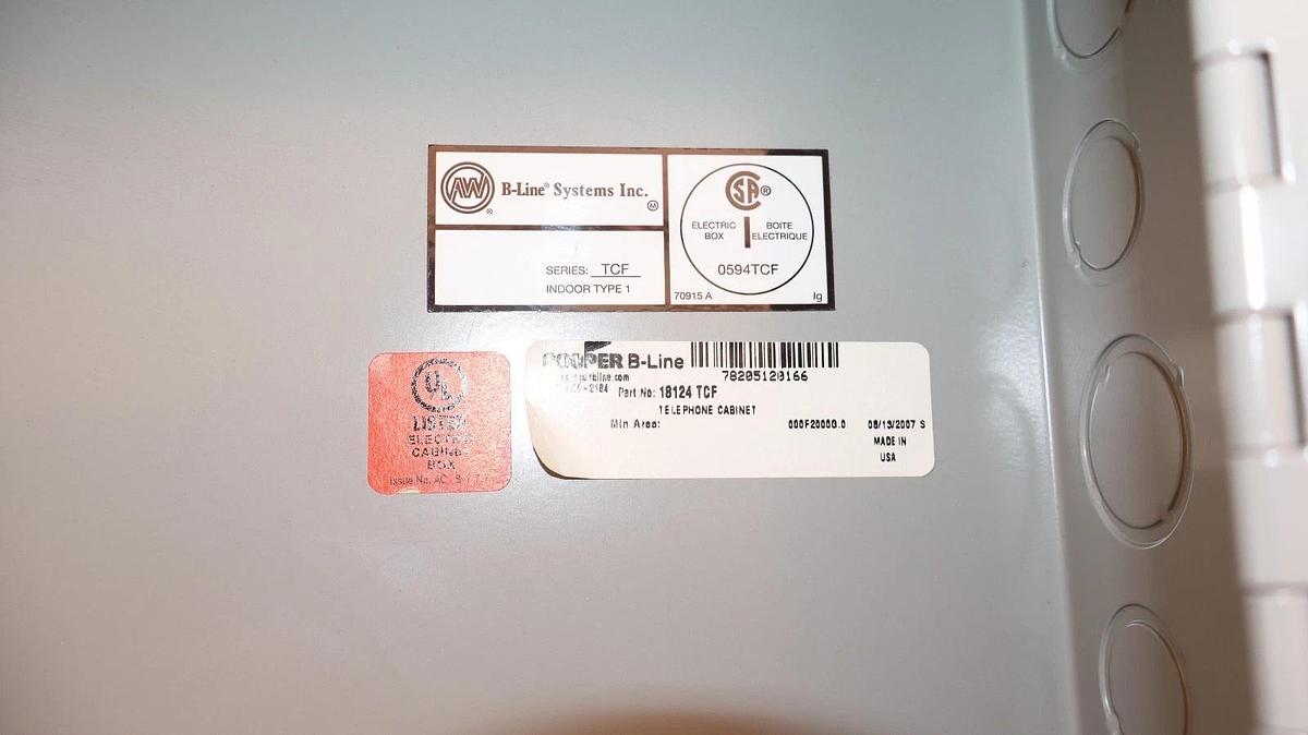 Eaton Cooper B-Line Telephone Cabinet 18x12x4 Flush 1 18124 TCF 18124TCF NEW