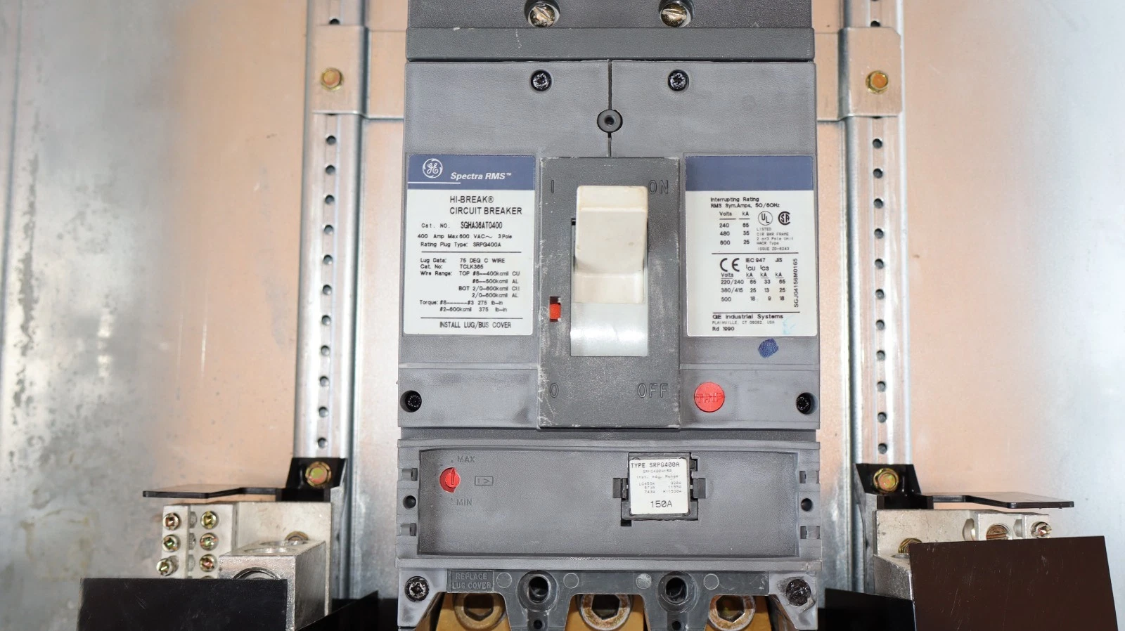 Used General Electric GE ASeries 400A Panelboard Panel AQF3424JBX 208y/120v 3ph 4w 42