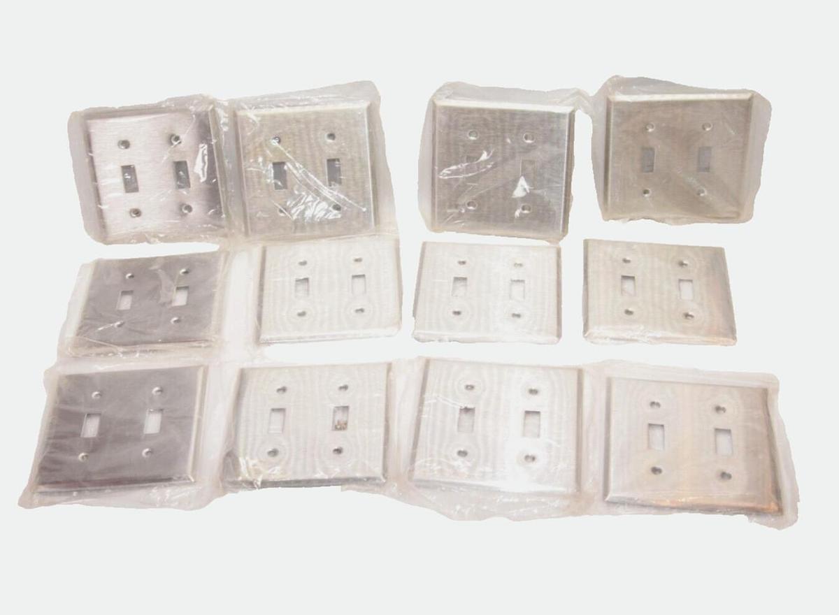 (NEW - Lot of 12) MULBERRY 50072 2-Gang Toggle Switch Stainless Steel Wallplate