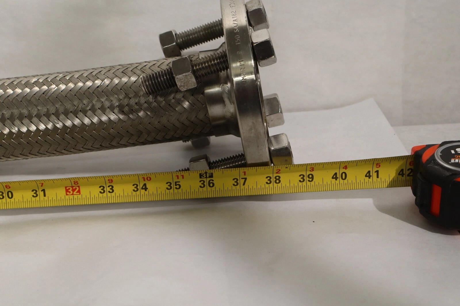 Used 2" x 36" SS Stainless Flexible Braided Hose Flange 150 SA/A182 F304/304L B16.5