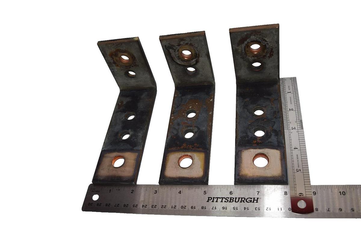 Used Buss Bar 5-1/2" x 2" x 1/4" 90° Degree L-Shaped Copper (Lot of 3)