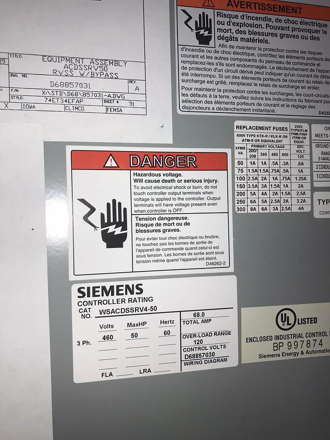 SIEMENS SoftStart Soft Starter WSACDSSRV4-50 50hp 3ph 460v 68a 74ET34EFAP (NIB)